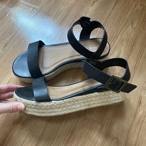 Black espadrille sandals size 8